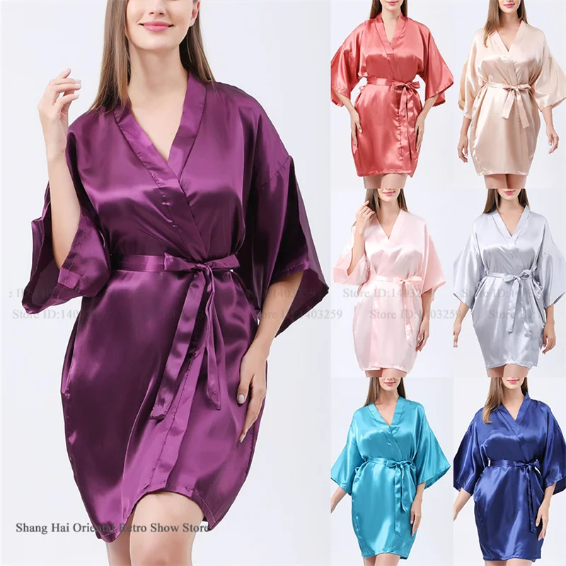 

Sexy Bride Bridesmaid Wedding Robe Negligee Summer New Female Sleepwear Home Dress Sexy Half Sleeve Kimono Gown Bathrobe Pajama