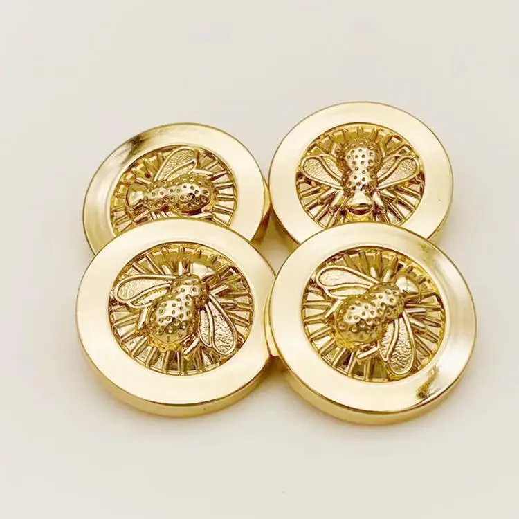 

High-End Metal Button Gold Color Suit Coat Button Cuff Link round Shape Bee Design Home Sewing DIY Accessory