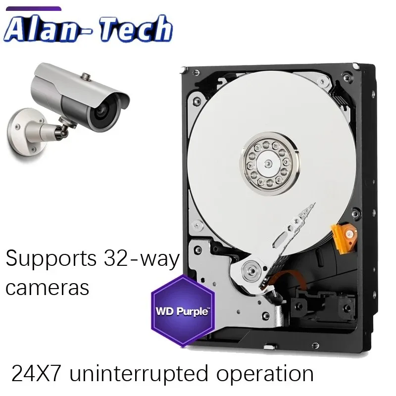 Imagem -02 - Disco Rígido Western Digial W-d-purple Surveillance Hdd Sata Iii 6.0gbps 64m 3.5 1tb 2tb 3tb 4tb 6tb 8tb 10tb 64m