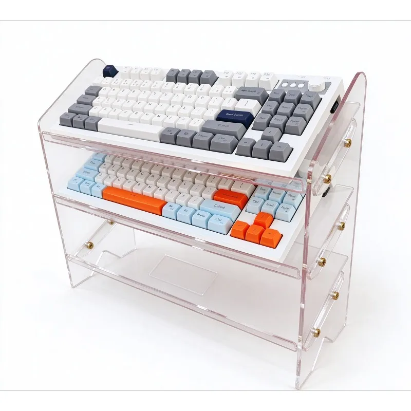 Acrylic Display Case for Mechanical Keyboard Thickened Desktop Storage Box Transparent Organizer Home Office Gaming Gear Rack