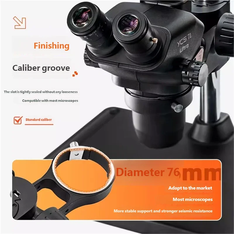 YCS Microscope Lifting Stand 76mm Bracket Dual-Knob Focus Rack 32mm Column for Stereo Trinocular Microscopes