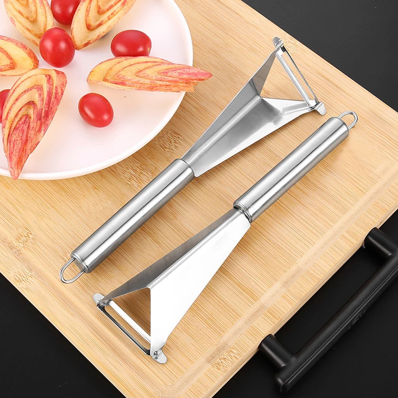 Multifunctional Stainless Steel Triangle Fruit Carving Knife Vegetable Cutter Platter Artisanal Tool for Kitchen