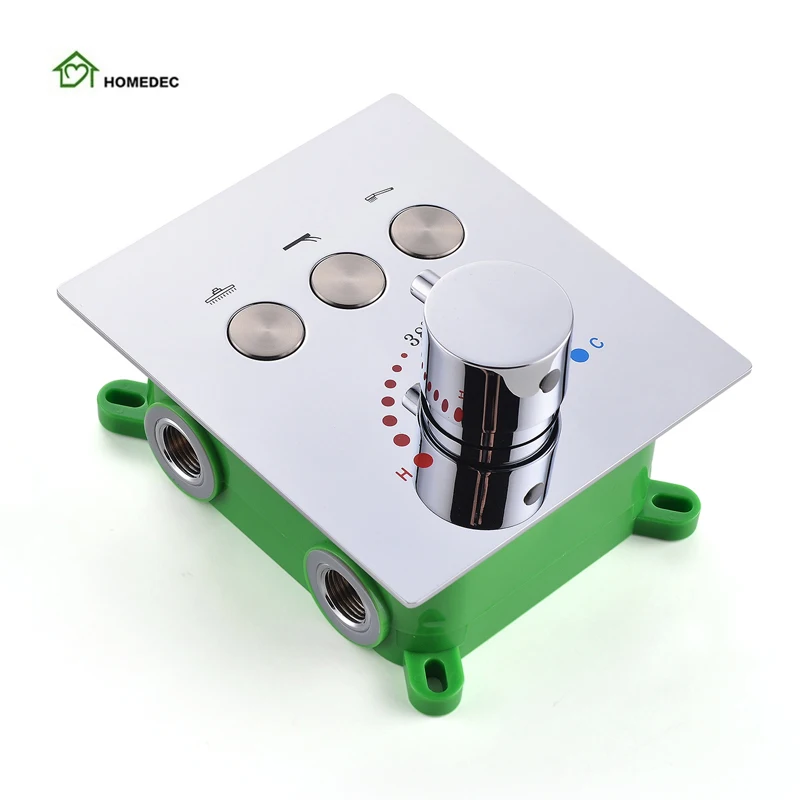 

Chrome Brass Shower Diverter 3 Way Mixer Thermostatic Valve Control