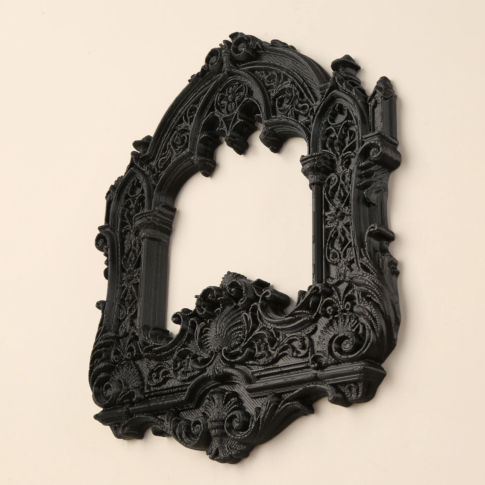 Cross-border Vintage Gothic Arch Carved Hollow Wall Frame, Matte Black Dark Tone Wall Decor for Retro Gothic Living Room Bedroom - view 3