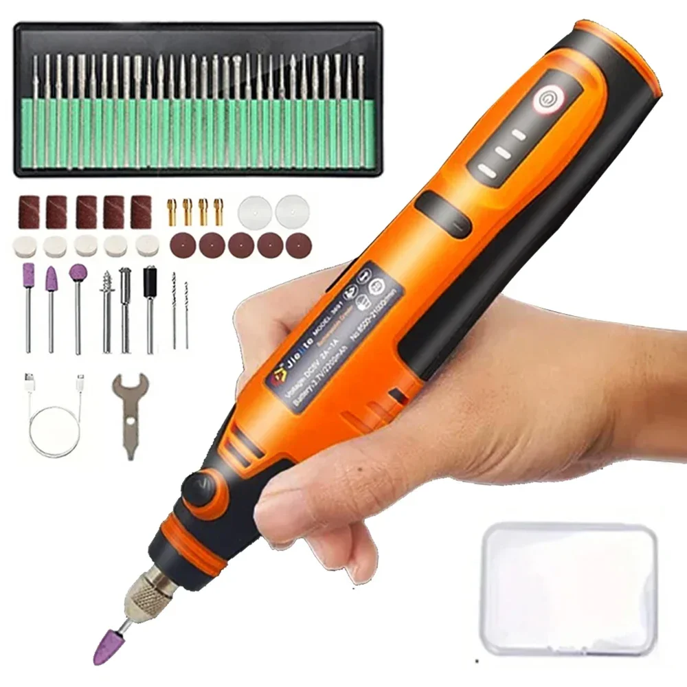 JANGKLIFE USB Cordless Rotary Tool Dremel Mini Drill Engraving Pen Electric Mini Wireless Drill with Accessories DIY Set