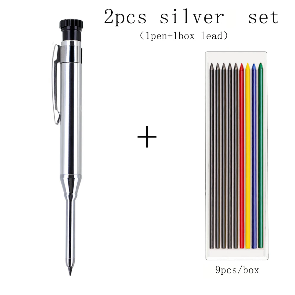 6 Farben 2,8 mm Metall Solid Carpenter Druckbleistift mit Spitzer 2B Bleikern Deep Hole Construction Marking Scriber Tool