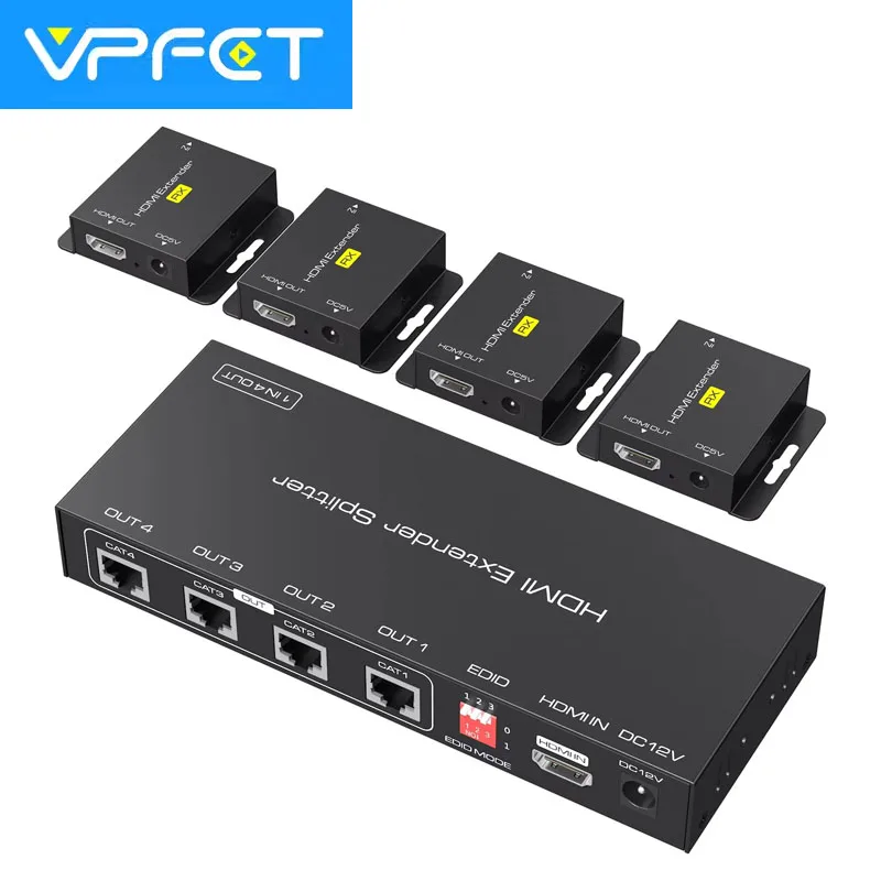 

HDMI расширитель разветвитель по Cat5e/6 165ft 1 в 4 выхода 1X 4 порта rj45 Ethernet поддерживает 60m 1080p HDCP EDID POC адаптер питания