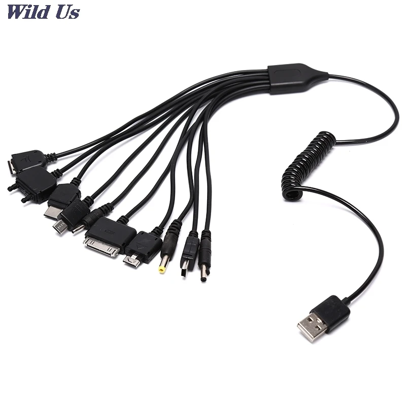 Multi Pin Cable Charger USB Adapter Cable Data Wire Cord 10 in 1 Multifunction USB Data Transfer Cable Universal