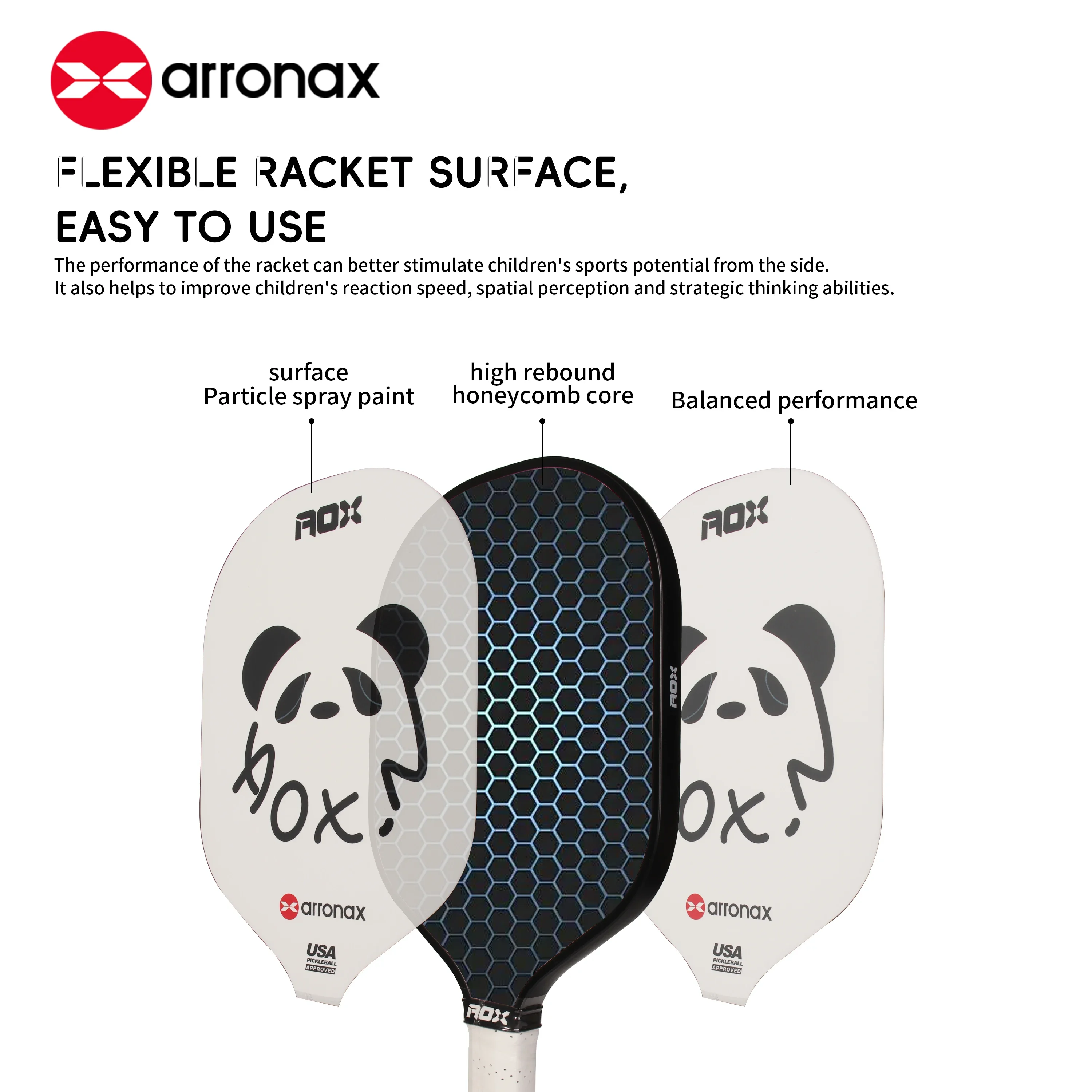 Arronax Kid Pickleball Paddle Rabbit pattern Pickleball Paddle Lightweight Honeycomb Core 13mm Pickleball Gifts for Children