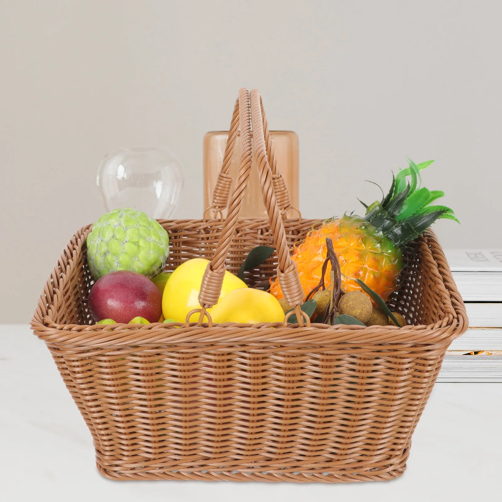 

H held Woven Basket Durable Snack Fruit Vegetable Dessert Multifunctional Kitchen Decor Practical Container