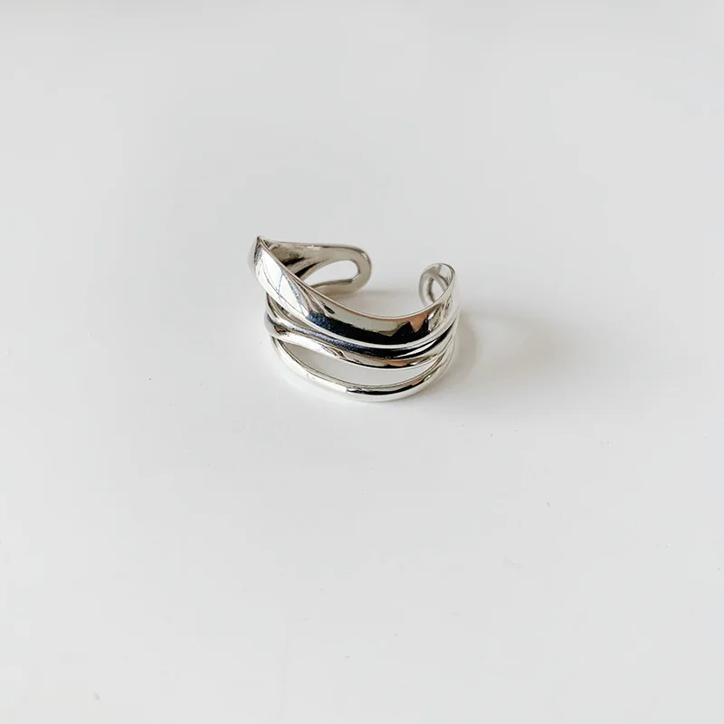 PANJBJ 925 Sterling Silber Multilayer Unregelmäßige Geometrische Ring für Frauen Einfache Charme Retro Schmuck Geschenk Dropshipping – Detail 18
