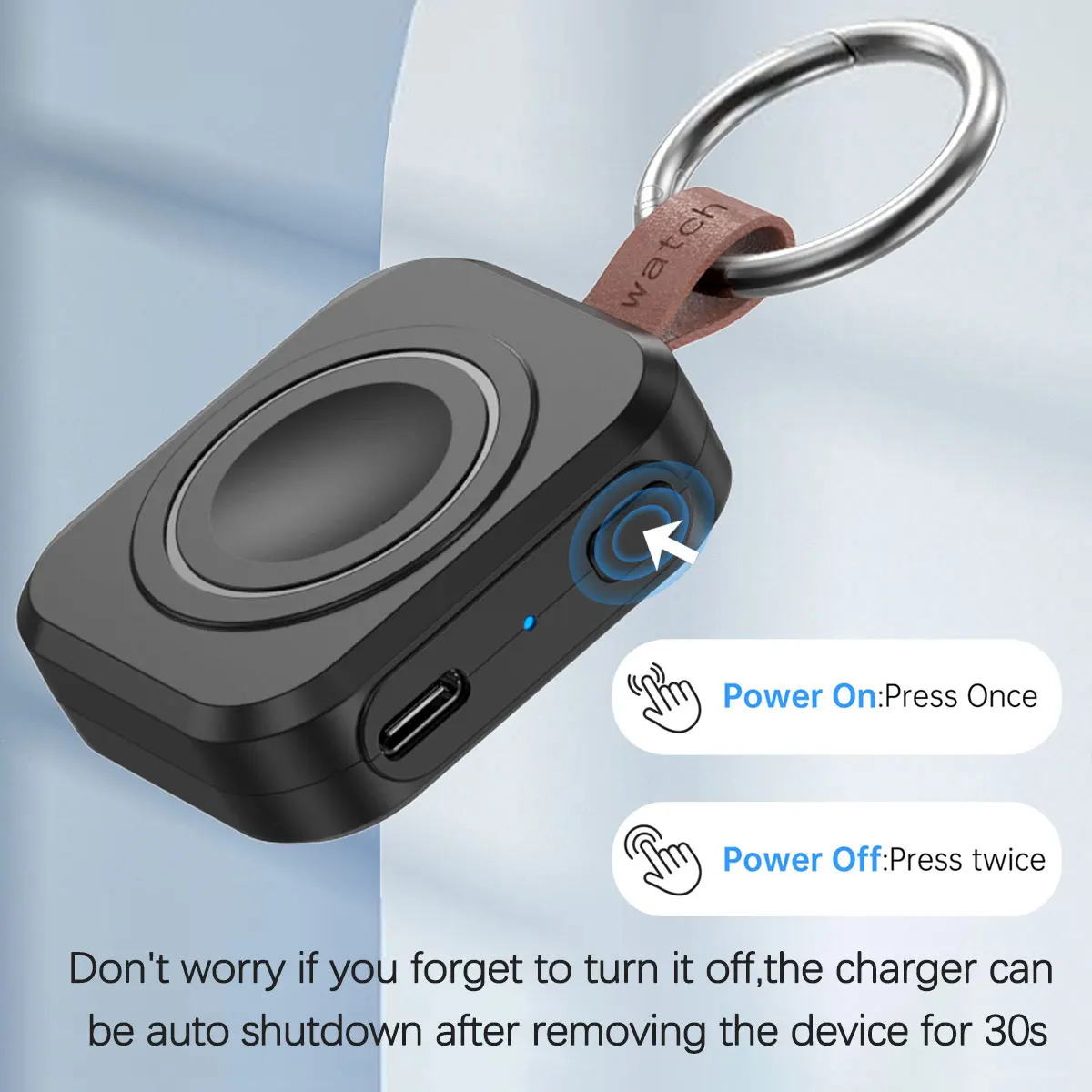 Portable Wireless Charger for Apple Watch, 1200mAh Power Bank Smart Keychain, Magnetic iWatch Charger for Apple Watch Series 8,7,6,5,4,3,2,SE - view 5