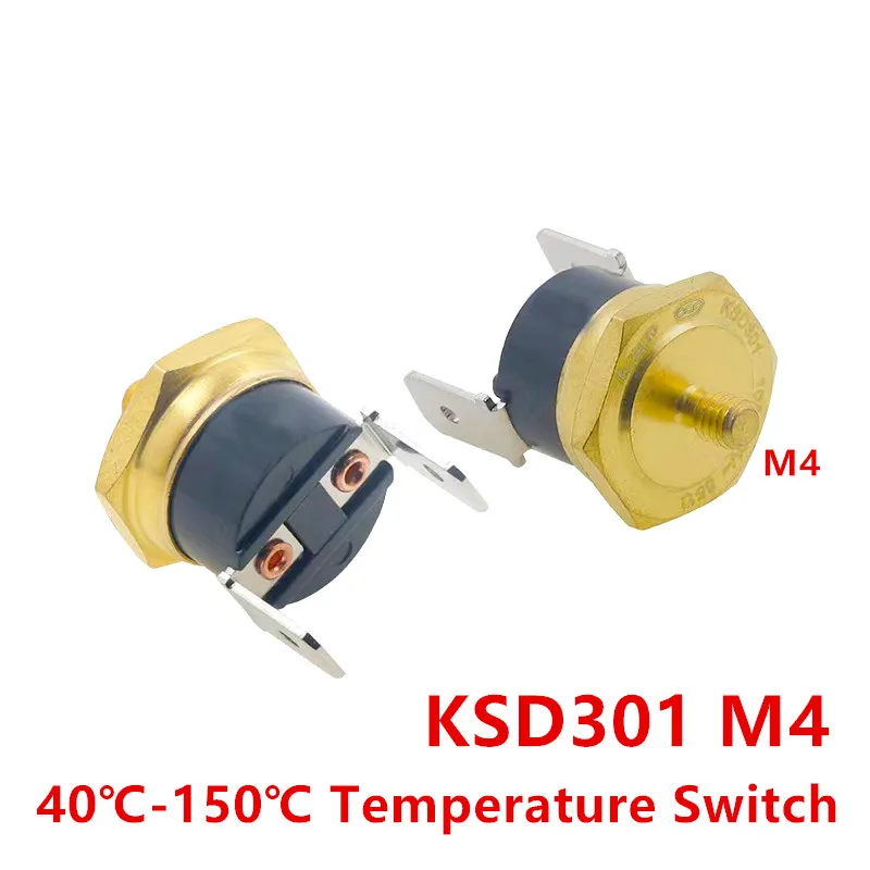 KSD301 M4 Copper Screw Thermostat Bimetallic 40C-150C Degree 10A 250V Normally closed 45C 55C 65C 75C 90C 100C 130C 150C Degree