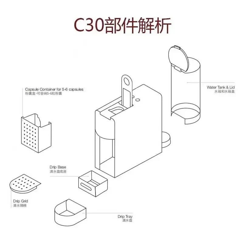 Applicable To Nestle NESPRESSO C30 Capsule Coffee Machine Drip Tray Capsule Recycling Box Water Tank