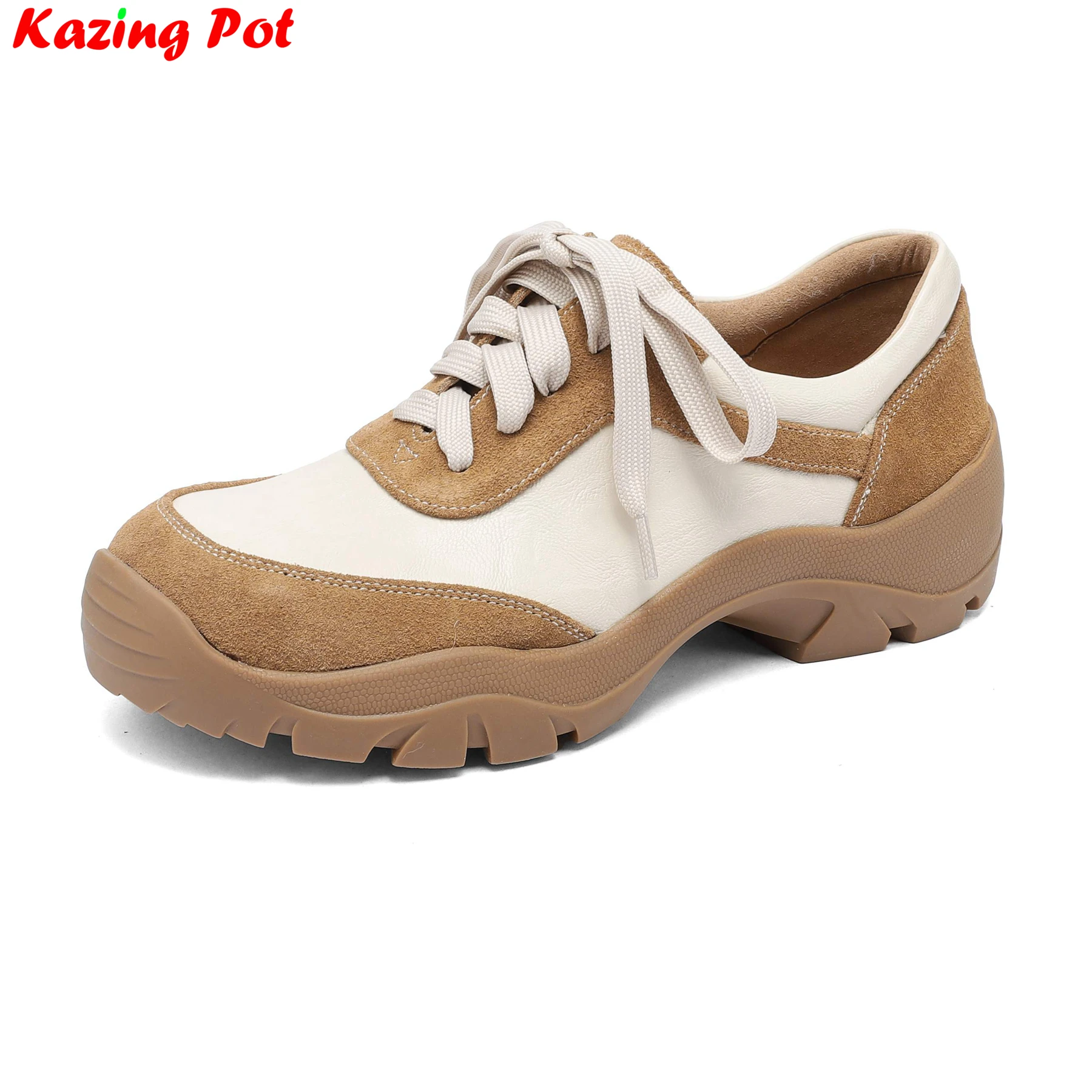 

Женские туфли-лоферы больших размеров из овчины с круглым носком на среднем каблуке, на шнуровке, весенне-осенние, в стиле ретро, повседневные, в стиле преппи, брендовые