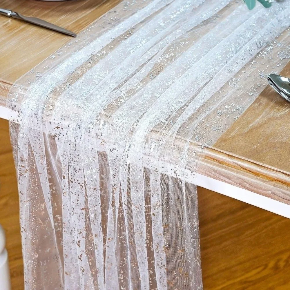 Decorative Metallic Foil Table Runner Metallic Sheer Sequin Glitter Table Runner Soft Sheer Table Runner Holiday Celebration