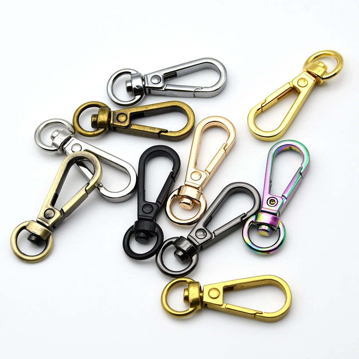 1piece Metal Carabiner Swivel O ring Snap Hook Trigger Clasps Clips for Bag Strap Belt Webbing Parts Keychain Pendant Accessory