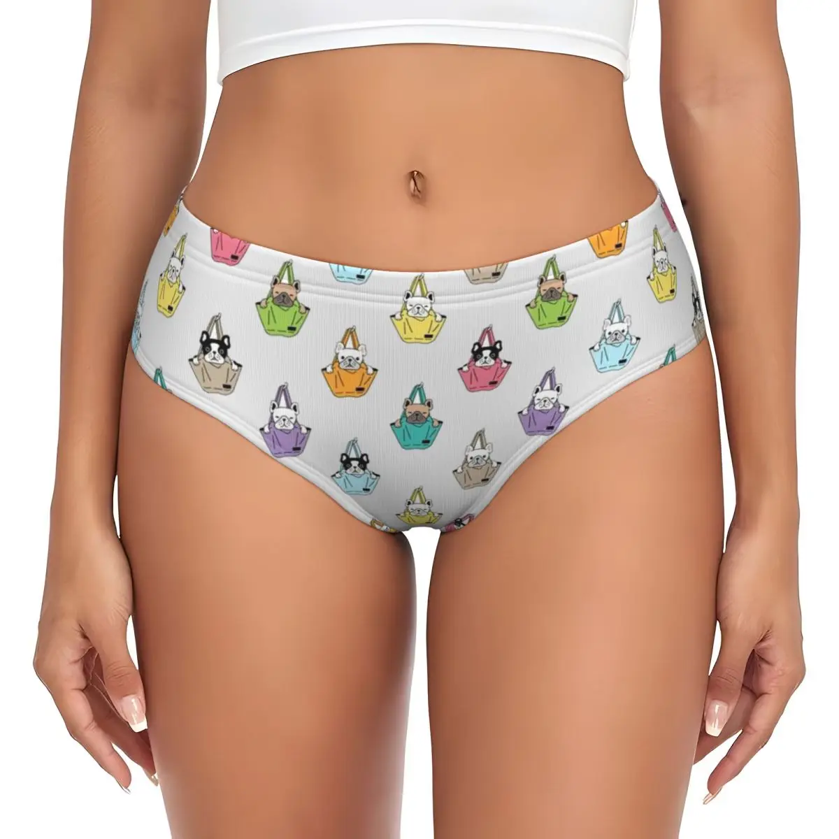 Custom French Bulldog Bag Funny Pattern Briefs Underwear Women Comfortable Stretch Panties