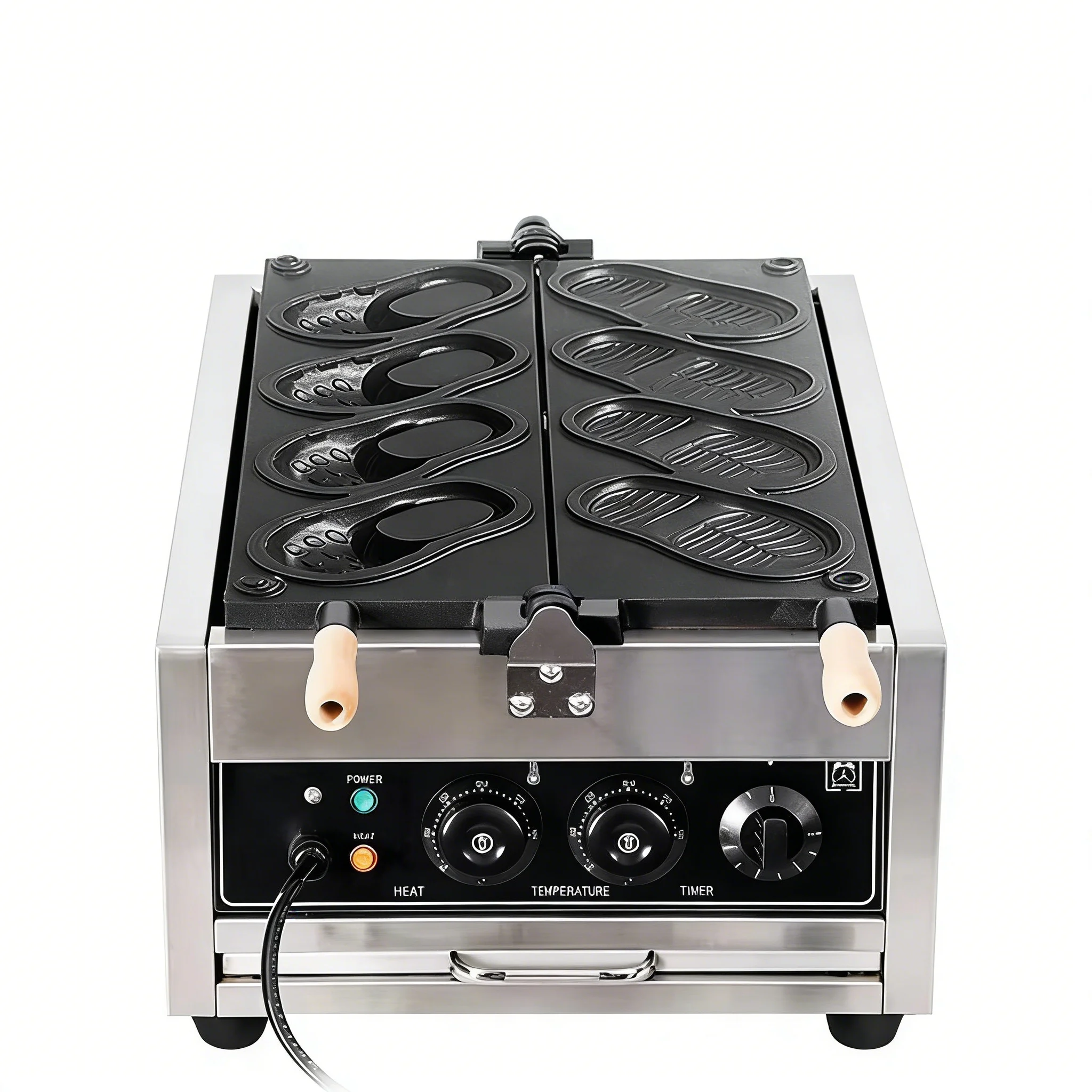 Viral Street Food Waffle Maker Clog-Shaped Teflon Coated Stainless Steel Baking Machine