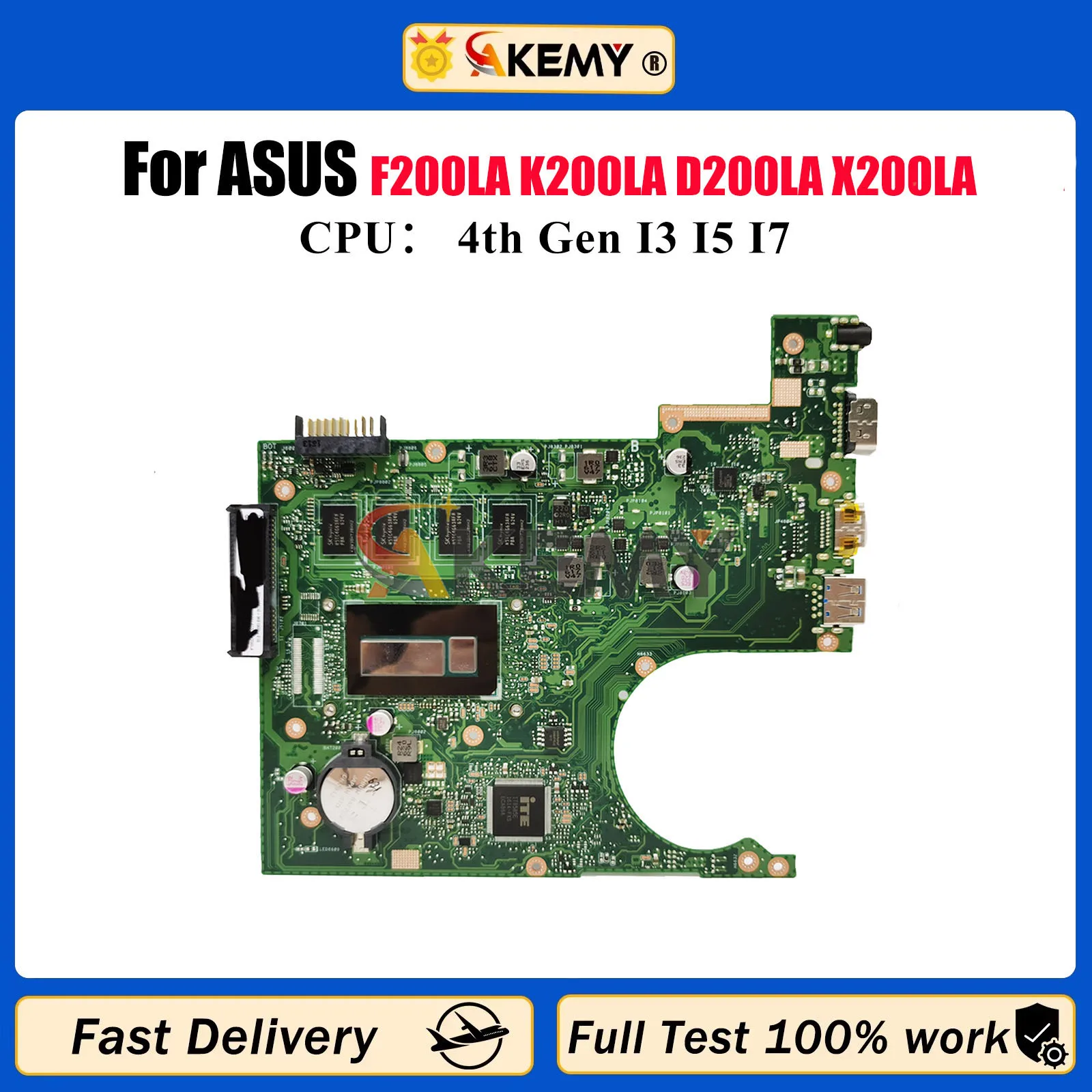 

X200LA Laptop Motherboard For ASUS VivoBook X200L F200LA K200LA D200LA X200LA Notebook Mainboard With I3 I5 I7 CPU 100% tests OK