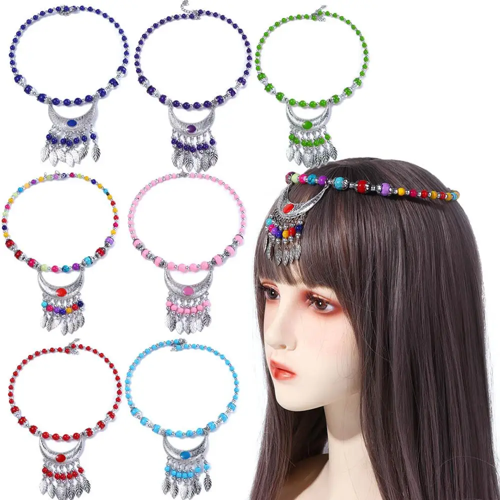 

Niche Girls National style Headband Hairdress Fashion Jewelry Eyebrow Pendant Forehead Chain Women Necklace
