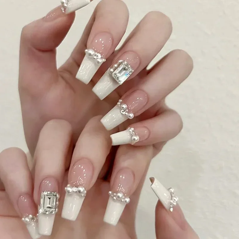 미니 믹스 사이즈 진주 순백 프렌치 반원형 평평한 바닥 바로크 진주 네일 아트 장식 매니큐어 액세서리 도매