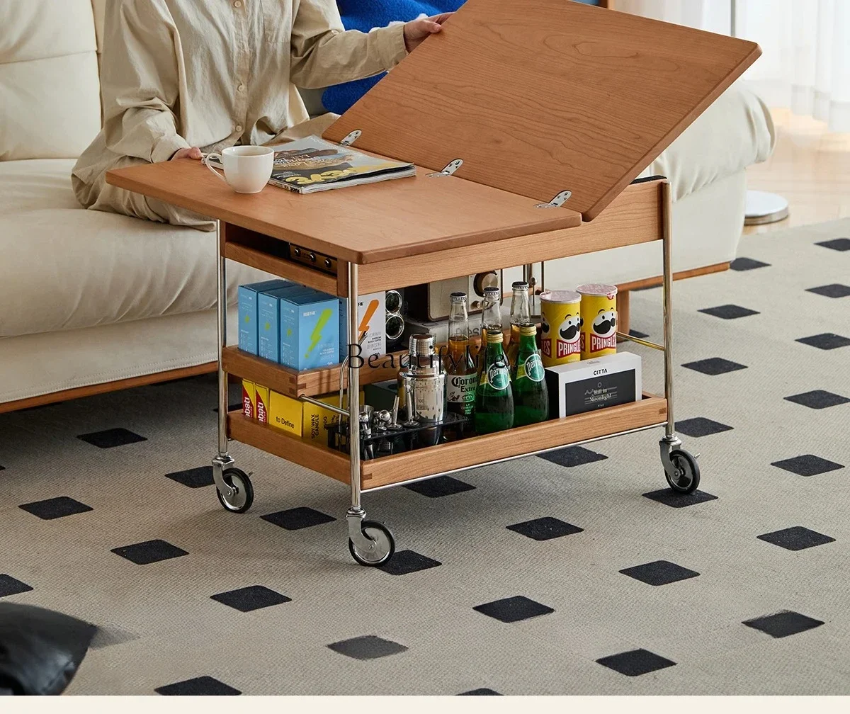 

ls 42Solid wood living room household trolley movable folding edge several multi-functional small apartment tea table