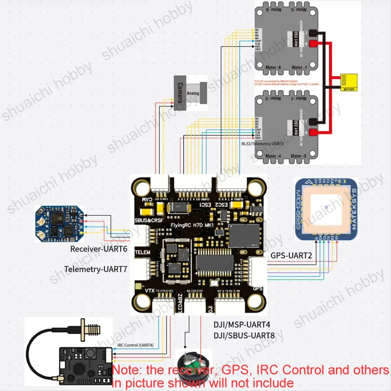 1Zestaw H7D MK1 H743 Kontrola lotu 2S-6S 6V-26V Napięcie wejściowe 8 Wyjście PWM Podwójny żyroskop Obsługa oprogramowania sprzętowego BF/INAV/AP do