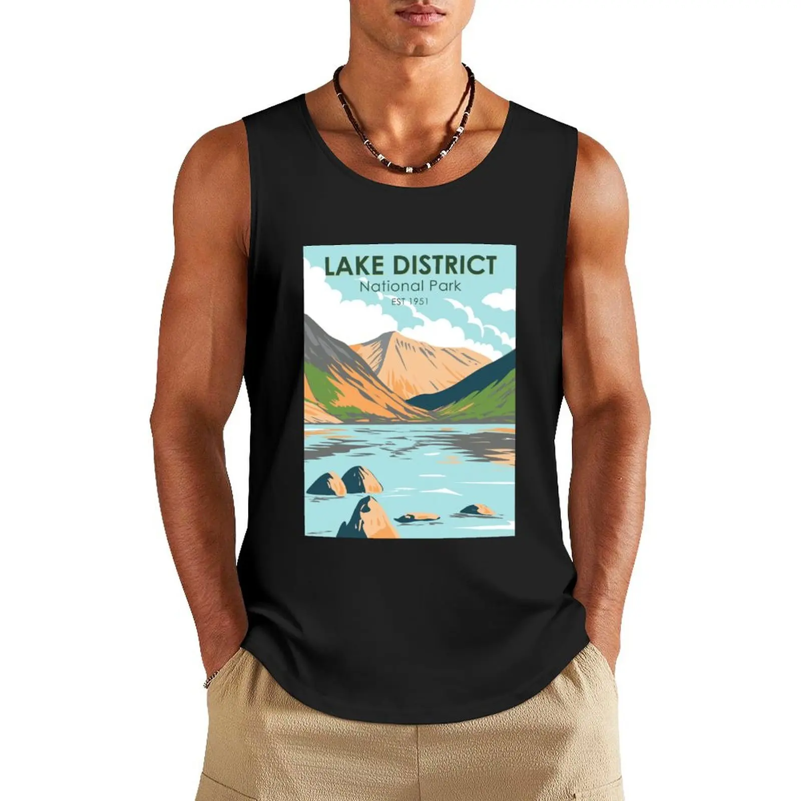 Lake District National Park Wasdale Head England Vintage Tank Top gym Men's t-shirts summer Men's tops