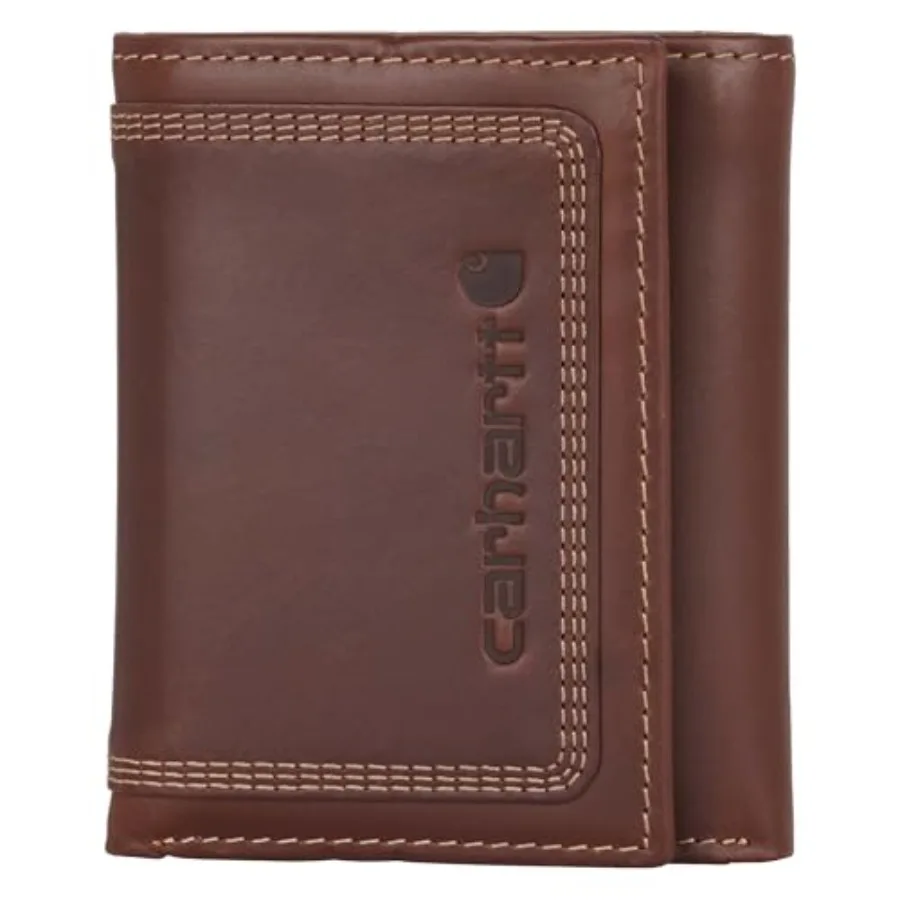 

Men's Leather Triple Stitch Wallet, Durable Full-Grain Leather Bifold, Trifold and Rodeo Styles, Gifts for Men