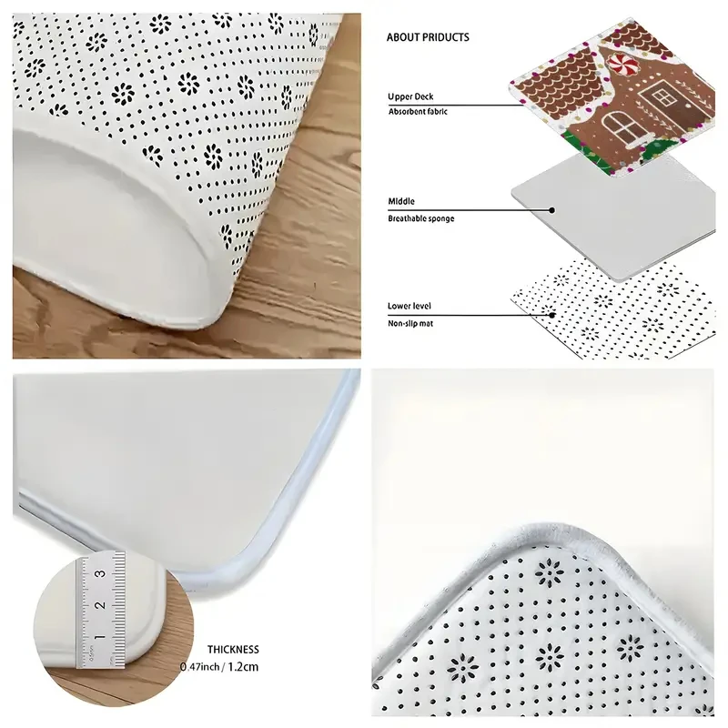 VIKAMA عيد الميلاد الزنجبيل منزل ممسحة لينة ومريحة وممتصة للصوت مدخل قاعة ممسحة المطبخ البساط ديكور المنزل #5