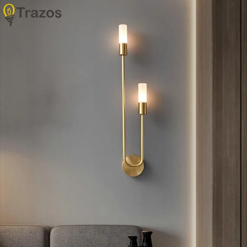 Modern Simple LED Wall Lamp Gold Black Nordic Long Wall Lamp Living Room Bedroom Hallway Corridor Background Interior Decoration