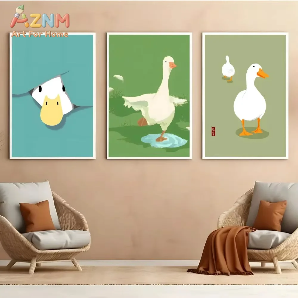 Cute Duck Poster Self Adhesive HD PVC Wall Art - Waterproof & Stain Proof For Home Office