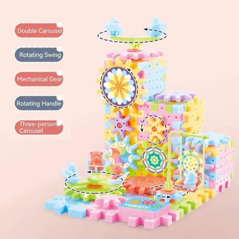 Building Blocks Gear Cogs Toy Electric Brick Building Gears Toy Set Spinninggears ad incastro riutilizzabili che costruiscono un giocattolo educativo