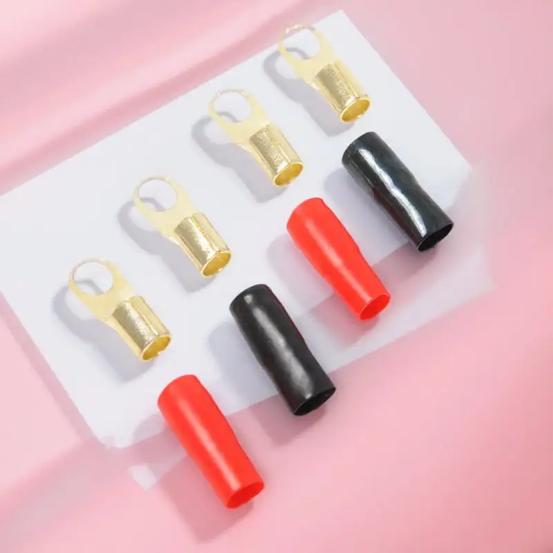 

10Pairs Gold Plated Crimp Terminals Copper Red Black Fork Connectors Gauge Speaker Wire Cable Spade Barrier Terminal