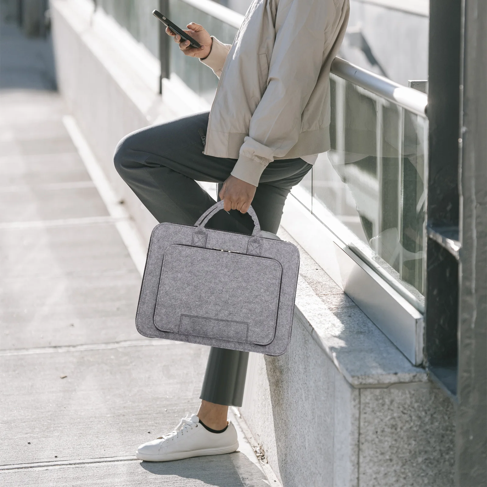 Laptop Travel Case High Grade Felt Material Sturdy Portable Lightweight Ultra-Thin Envelope Document Bag for Notebook Protection