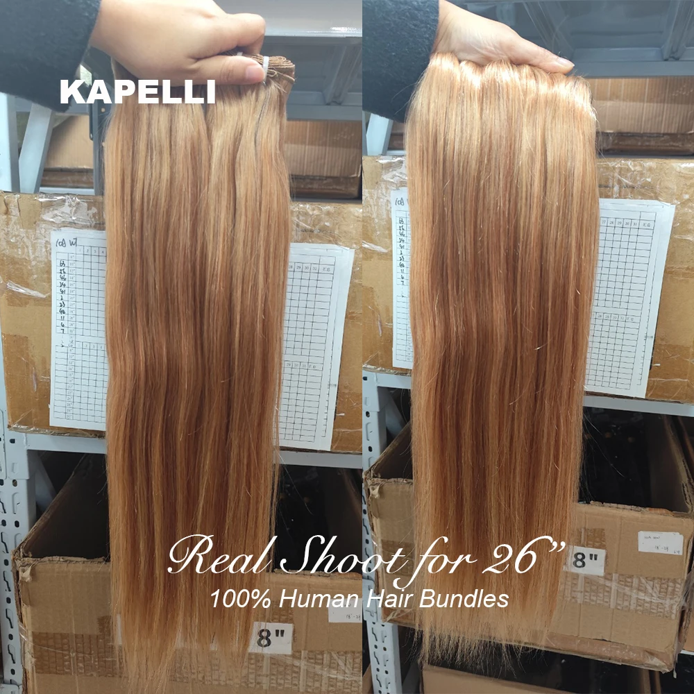 #27 Honey Blonde Human Hair Bundles with Closure Body Wave Bundles Hair With 4x4 Closure Brazilian Hair Weave Bundles Hair Remy view 3