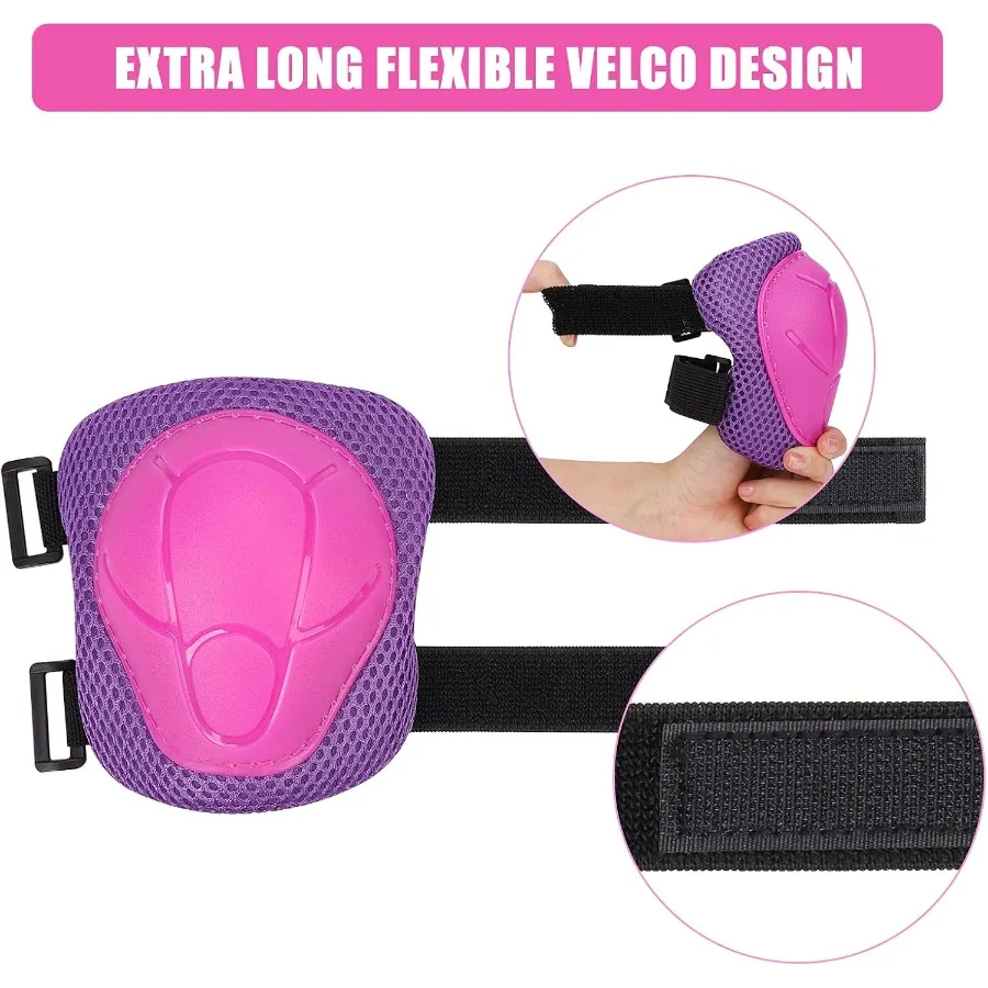 Zestaw ochronny 6w1 dla dzieci w wieku od 3 do 14 lat, zawierający ochraniacze na kolana, łokcie i nadgarstki, idealny do jazdy na rolkach, rowerze i innych sportów.