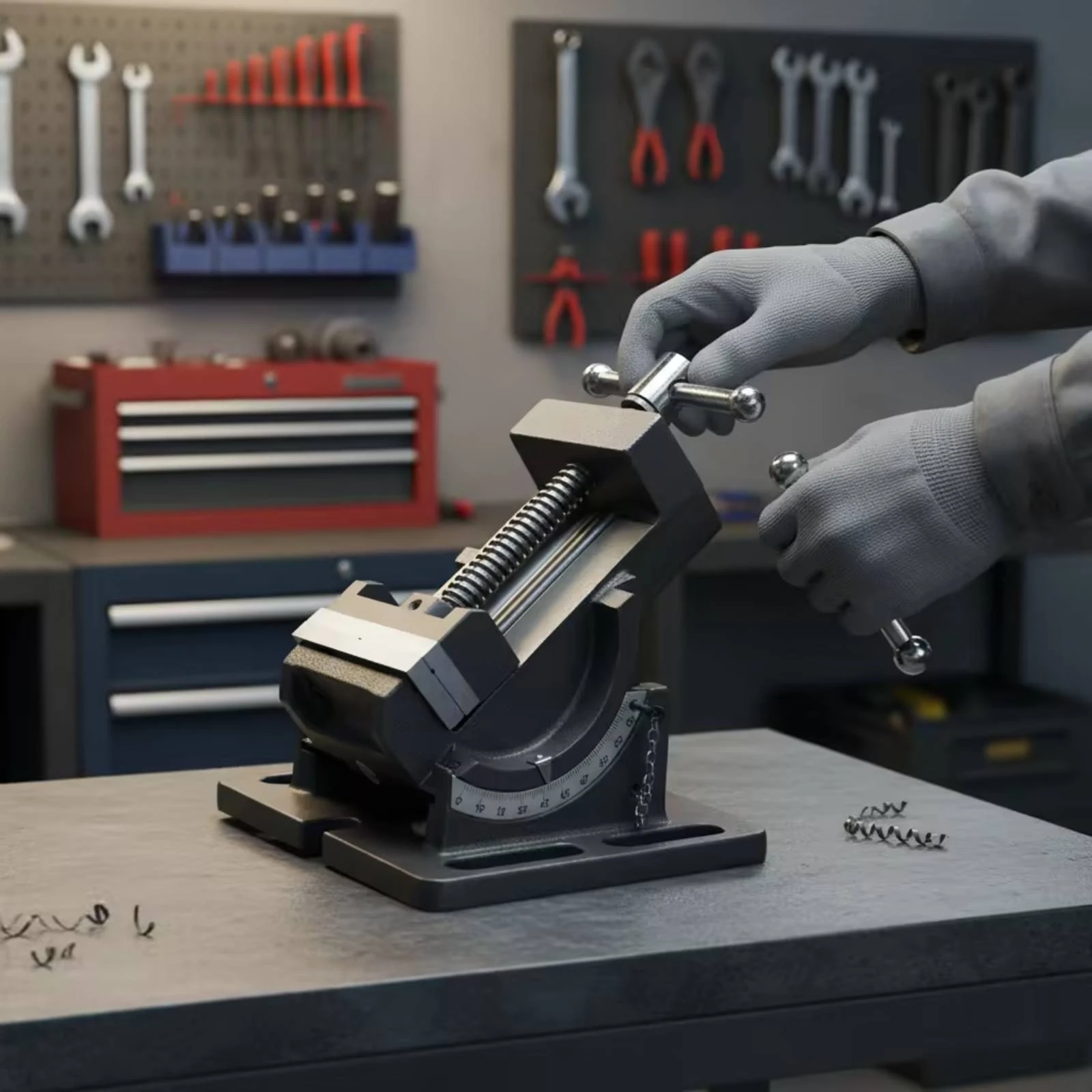 Adjustable Angle Vise Tilting Inclined Bench Vise Heavy-Duty Cast-Metal for Machinists, Machine Shops, Workshops