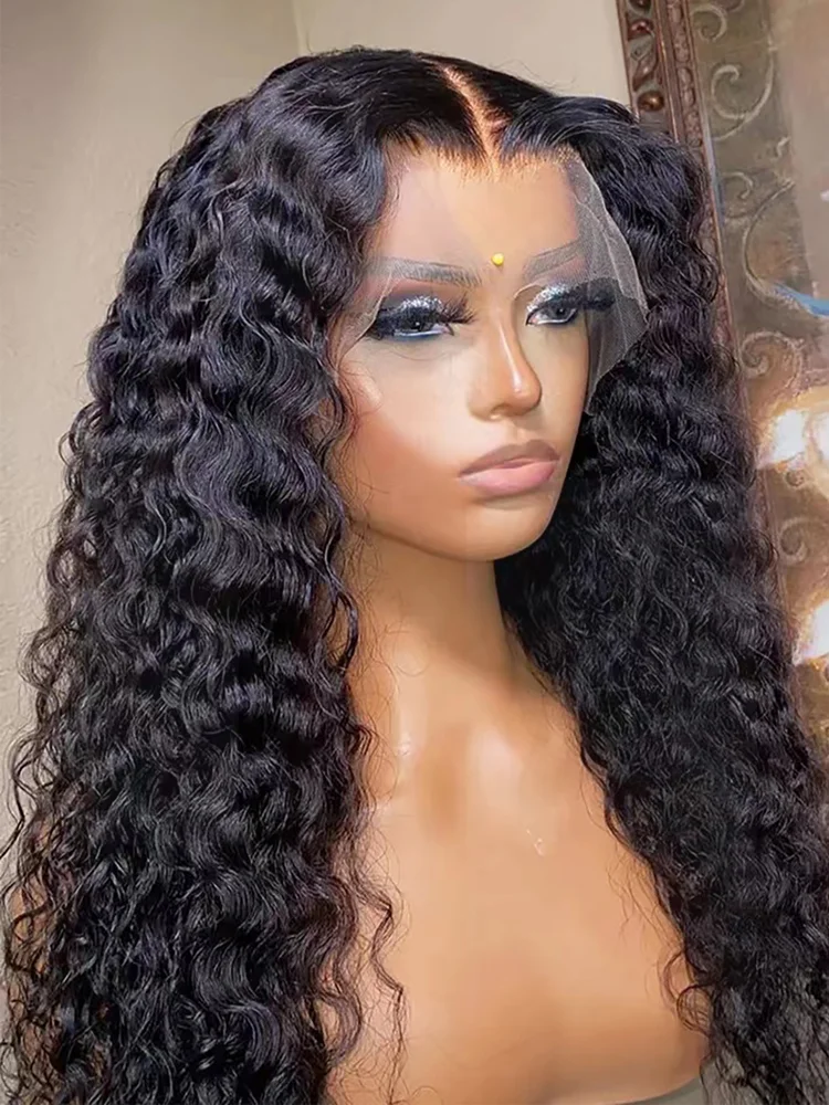 

Deep Curly Wave 13x6 Hd Transparent Lace Frontal Wig Human Hair 30 40 Inch Lace Front Brazilian Wig For Women High Density Hair