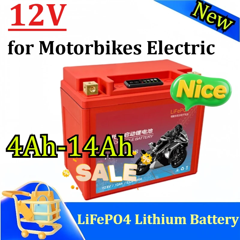 

New 12V 4Ah-14Ah Lithium Iron Phosphate Motorcycle Battery YTX4L Universal Starter LiFePO4 Battery