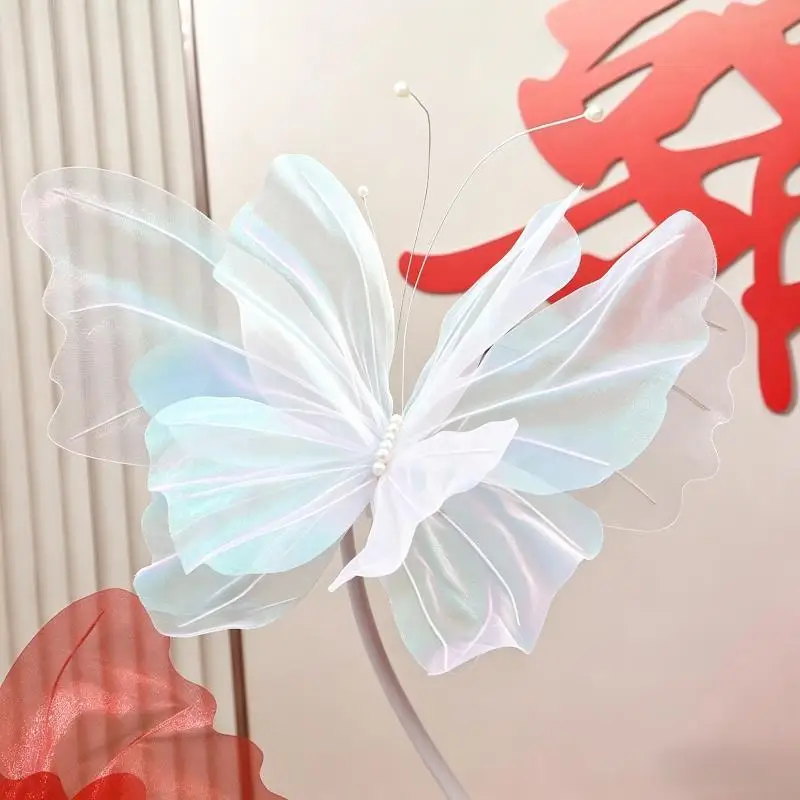 ●45-50cm Big Simulation Butterfly 3D Shopping Mall Wedding Festival Decoration Hollow Large Hanging Gauze Fake Butterfly