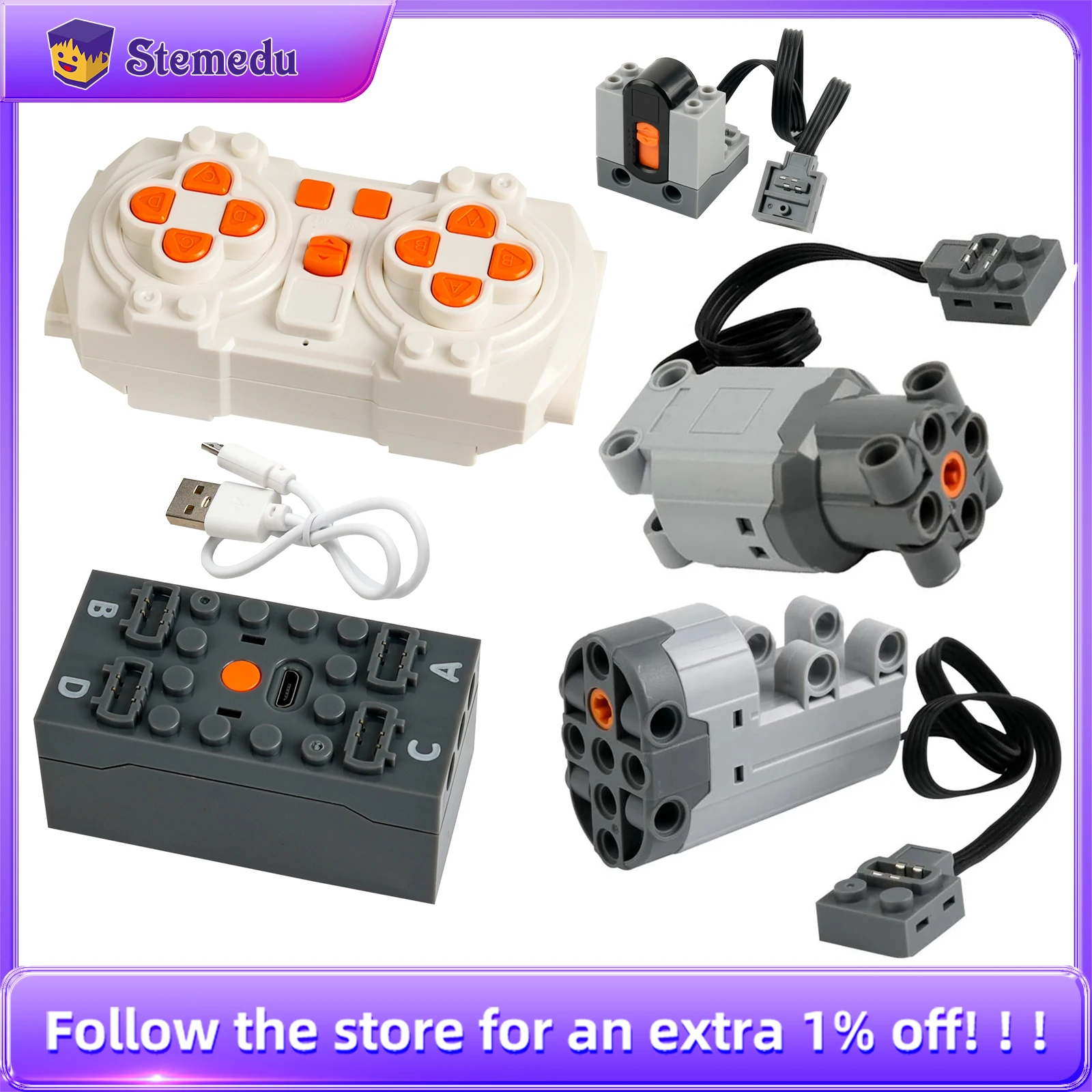 APP Programmable Building Blocks Kit with Servo Motor & 8-Speed Remote Control Set Compatible With Legoeds Bricks PF MOC System