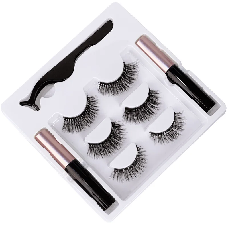 3 pairs of magnetic eyeliner pen high imitation mink hair false eyelashes, curly and thick, not easy to leak