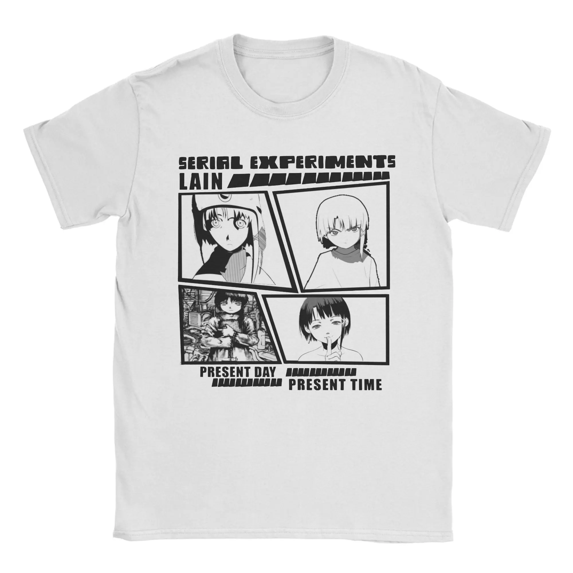 16 Colors, Serial Experiments Lain Men Women T Shirt  Funny Tees Short Sleeve Round Collar T-Shirts Pure Cotton Graphic Tops