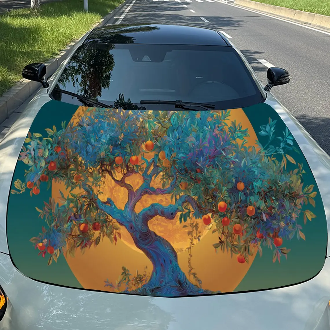 

Vivid Colorful Tree Car Hood Stickers - Self-Adhesive, Waterproof and Durable Vinyl Wrap, Decorate And Protect Your Car, Fit For