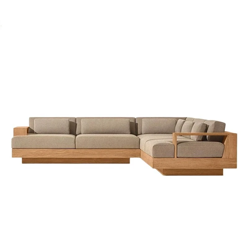 

Outdoor solid wood sofa, hotel garden open-air waterproof and sunscreen, outdoor courtyard leisure and anti-corrosion