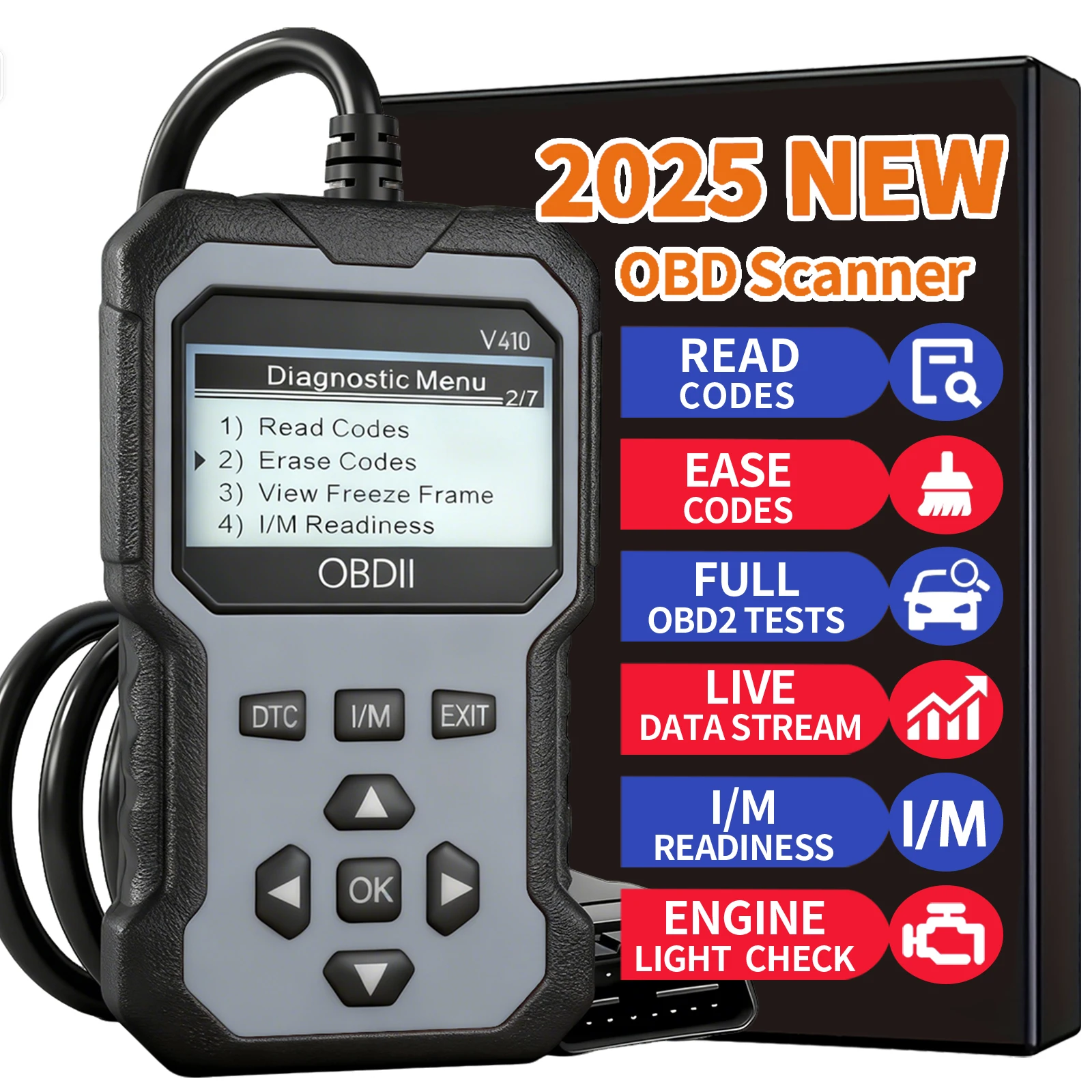 Advanced Obd Ii Scanner Car Engine Fault Code Reader Can Diagnostic Scan Tool, Reads and Clears Error Codes for Obd2 Protocol Vehicles from 1996 or Later