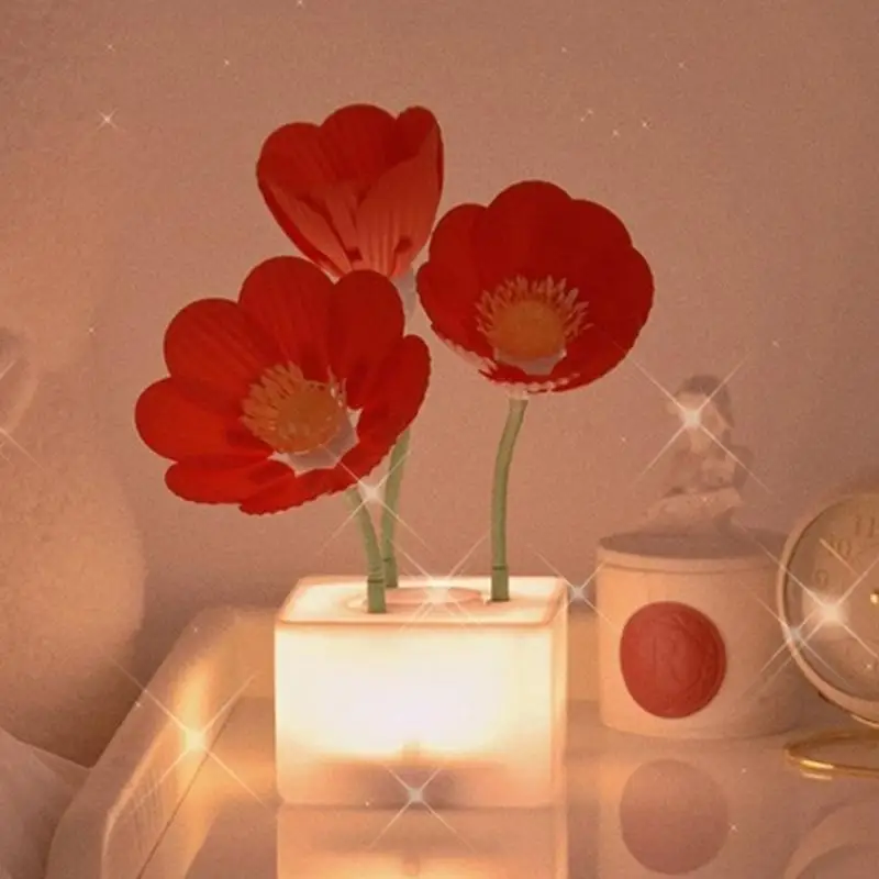 Lámparas de flores para dormitorios, luz de noche junto a la cama, lámpara de escritorio regulable, decoración del hogar, lámpara inalámbrica para habitación de niños y sala de estar