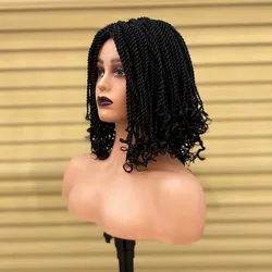 Short Braided Wigs For Black Women Crochet Hair Twist Braided Bob Wig African Synthetic Braiding Hair Wig Bob Extensions Hair